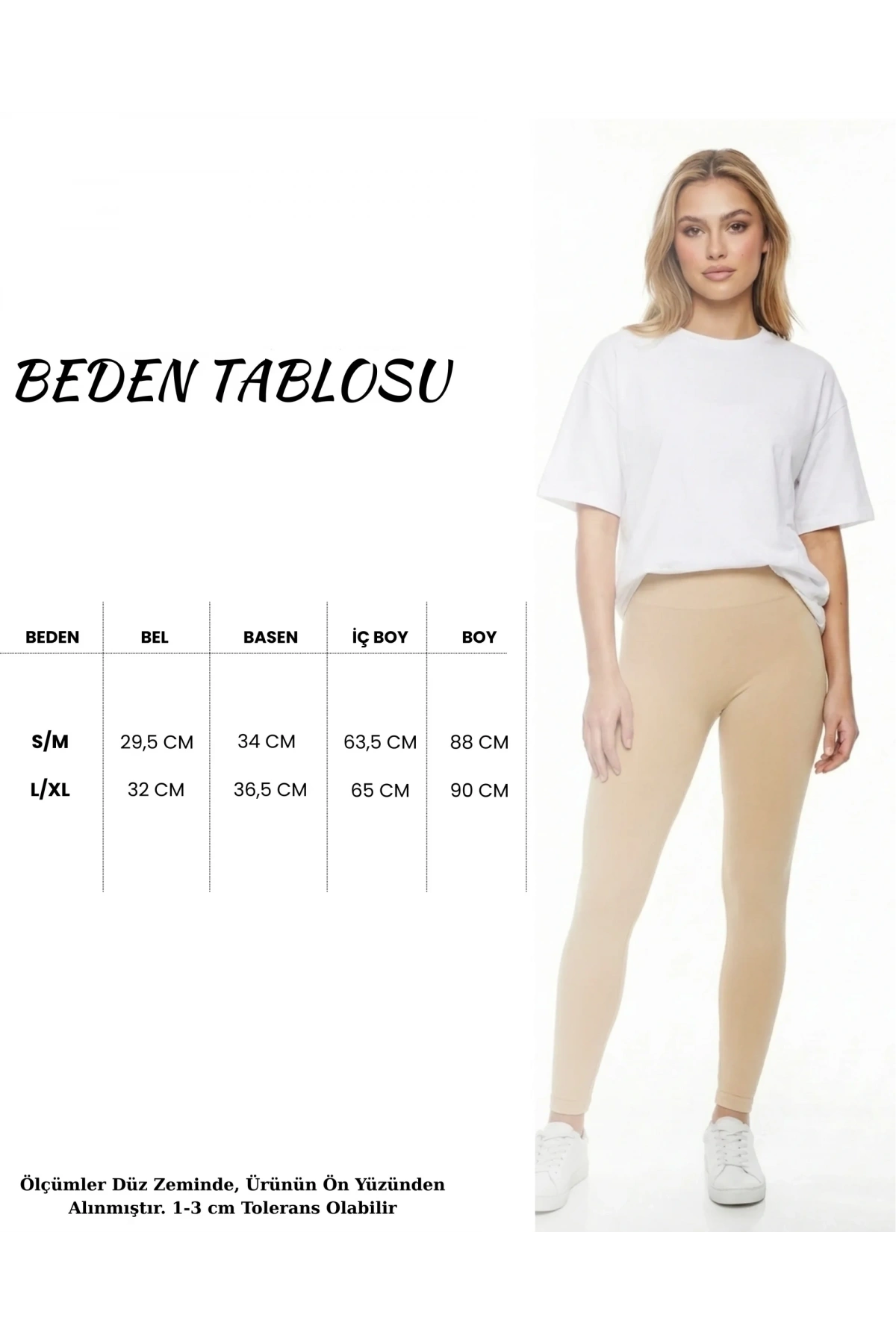 Kadın Bej Yüksek Bel Dikişsiz Belden Fitilli Toparlayıcı Esnek Uzun Spor Tayt