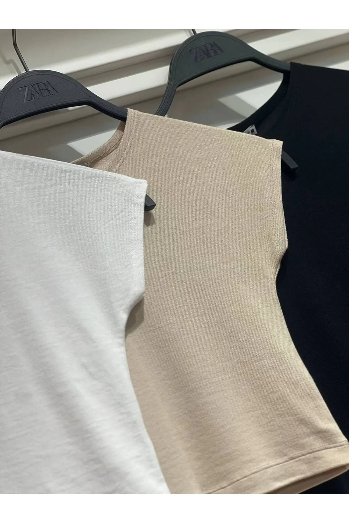 Kadın Bej Bisiklet Yaka Kısa Kollu Vücudu Saran Basic Fitilli Crop Tişört