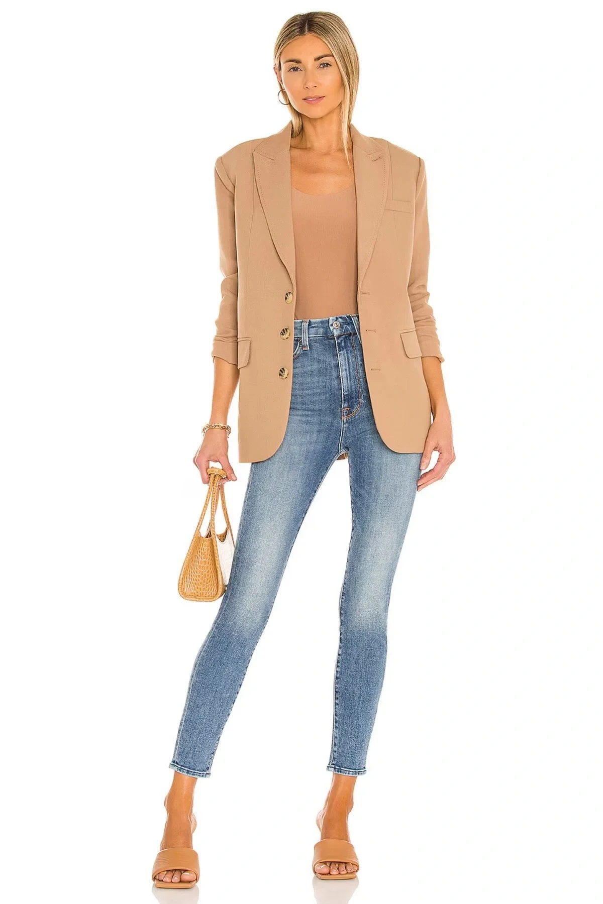 Kadın Bej Kalın Askılı U Yaka Vücudu Saran Jarse Basic Tanga Bodysuit