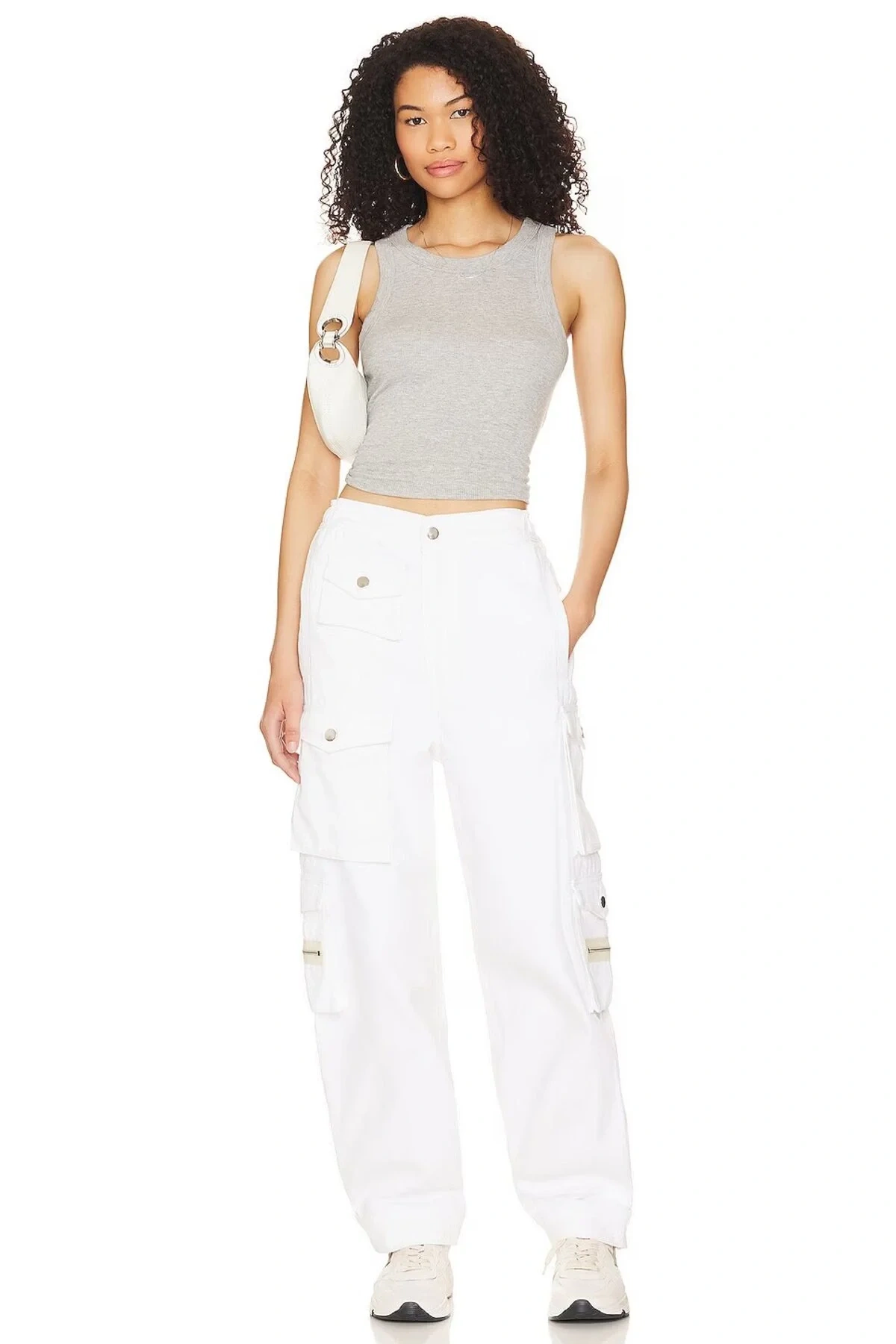 Kadın Gri Bisiklet Yaka Sıfır Kol Sandy Kumaş Vücudu Saran Basic Crop Atlet