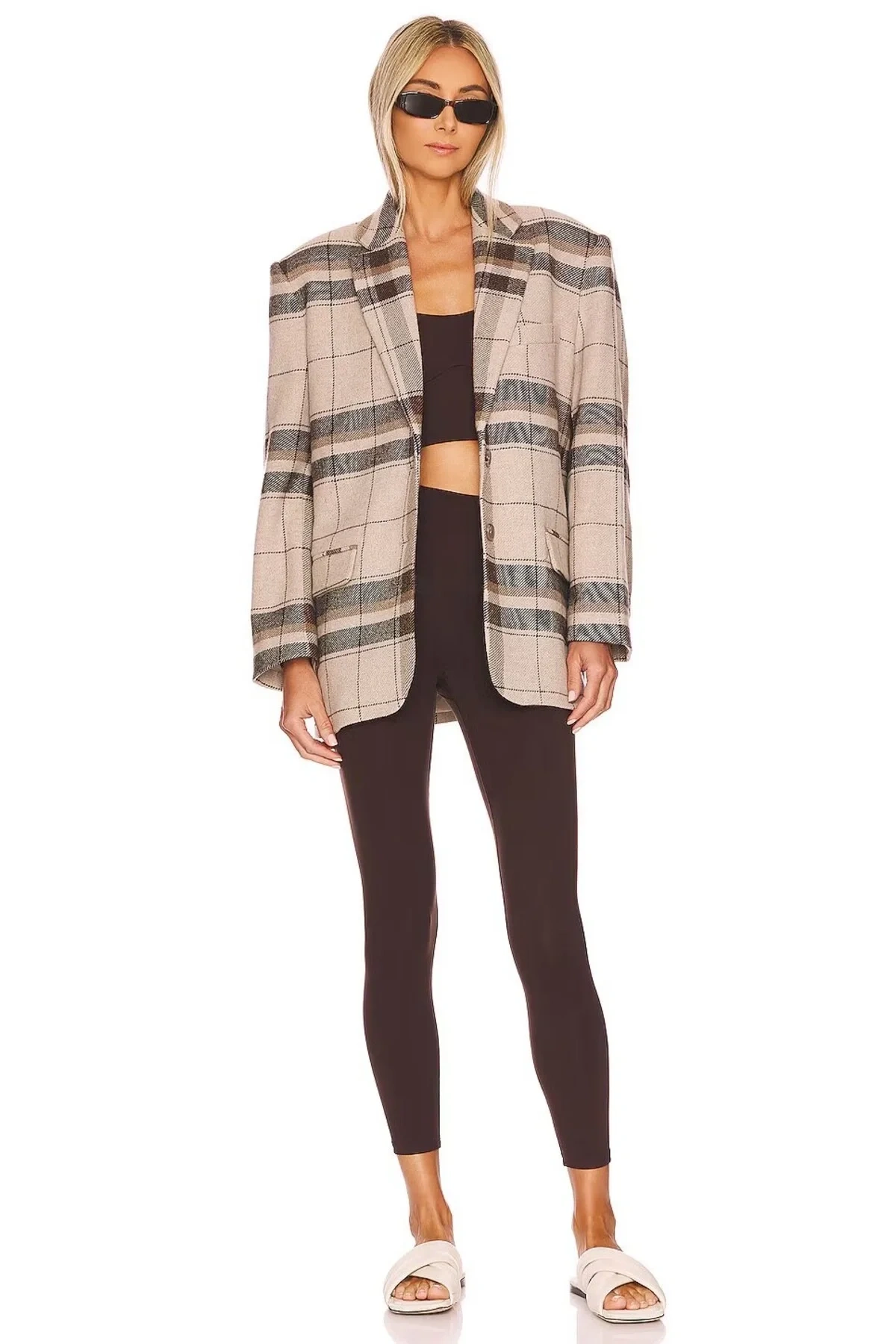 bysoca Kadın Kahverengi Yüksek Bel Geniş Kemerli Vücudu Saran Toparlayıcı Likralı Günlük Tayt