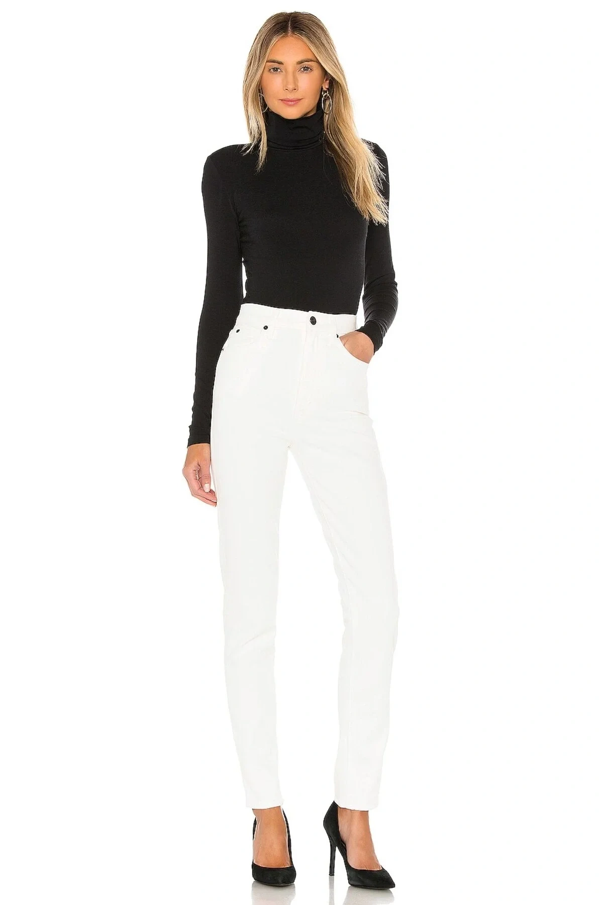 Kadın Siyah Balıkçı Yaka Uzun Kollu Çıtçıtlı Sandy Kumaş Basic Tanga Bodysuit