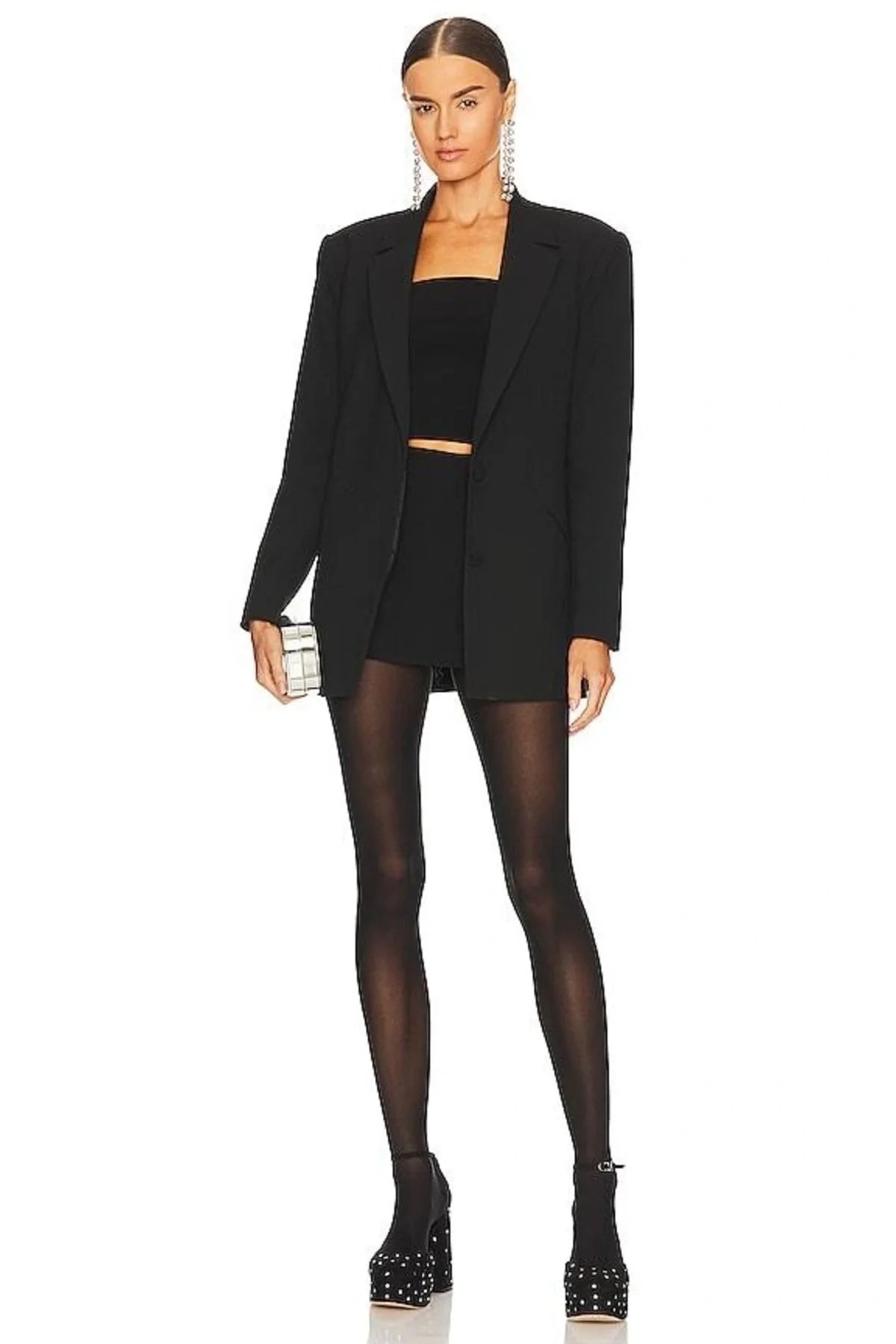 Kadın Siyah Straplez Vücudu Saran Sandy Kumaş Basic Crop Top Büstiyer