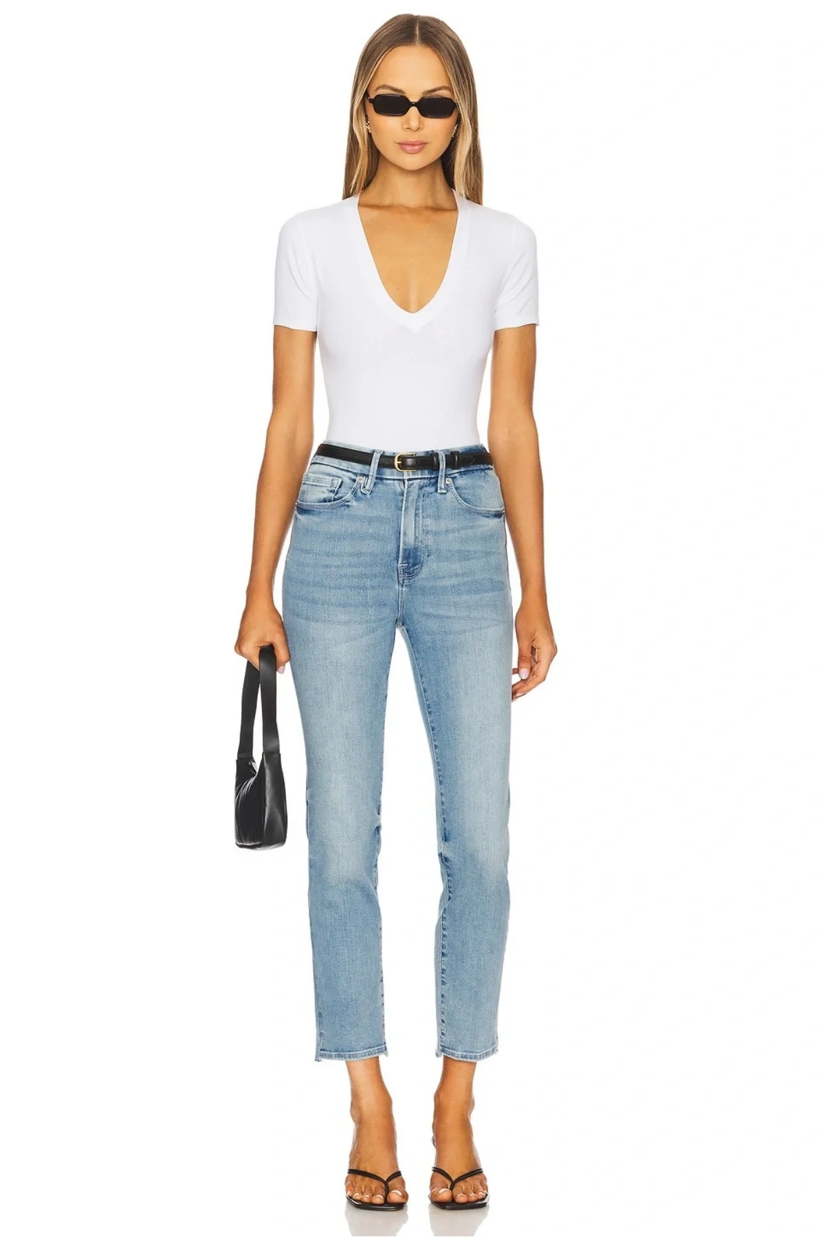 Kadın Beyaz V Yaka Kısa Kollu Alttan Çıtçıtlı Çift Kat Sandy Kumaş Basic Tanga Bodysuit