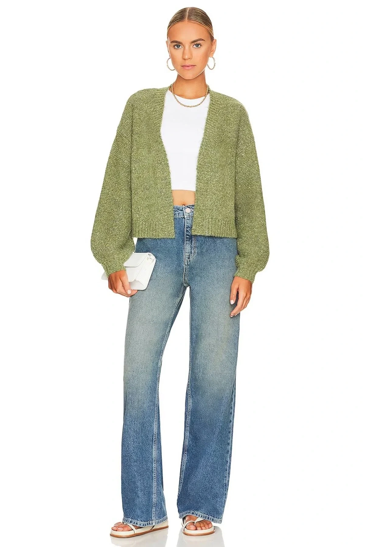 Kadın Beyaz Halter Yaka Sıfır Kol Esnek Sandy Kumaş Basic Crop Top Body Bluz