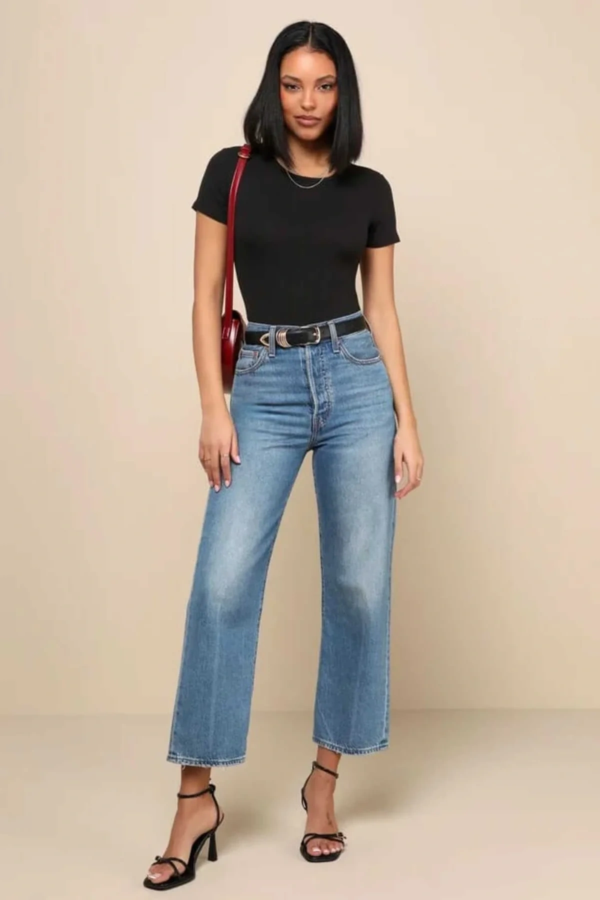 Kadın Siyah Bisiklet Yaka Kısa Kollu Alttan Çıtçıtlı Çift Kat İpek Jarse Basic Tanga Bodysuit