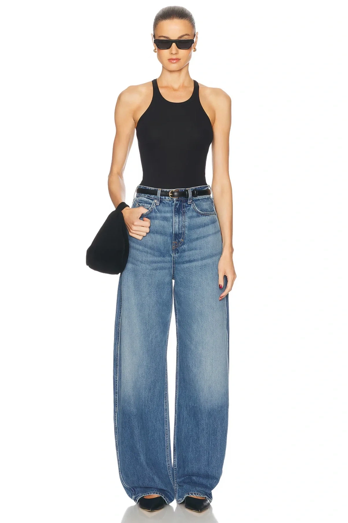 Kadın Siyah Halter Yaka Sıfır Kol Alttan Çıtçıtlı Çift Kat Sandy Kumaş Basic Tanga Bodysuit