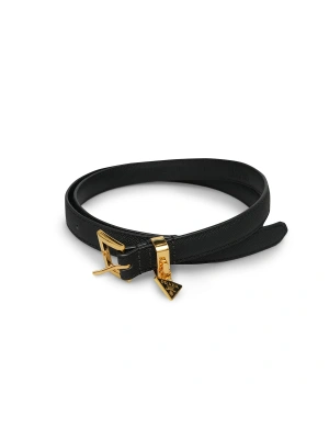 Prada K02 Siyah İnce Gold Tokalı Kadın Kemer