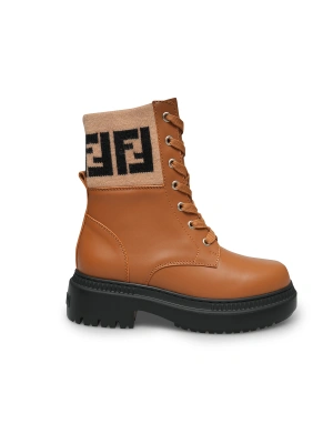 Fendi 595 Taba Lastikli Bot Kadın Ayakkabı
