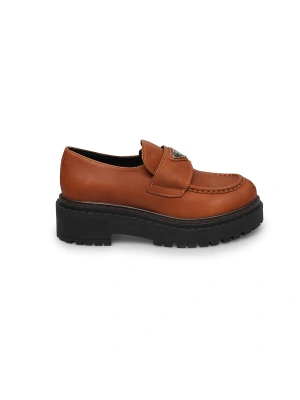 Prada 627 Düz Kahve Loafer Kadın Ayakkabı