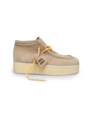 Miu 630 Krem Süet Loafer Kadın Ayakkabı
