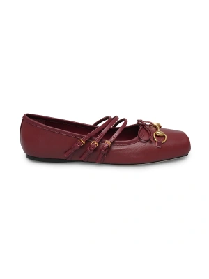 Gucci 713 Bordo Çift Bantlı Kadın Ayakkabı