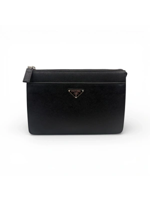 Prada 1081 Siyah Deri Clutch Erkek Çanta
