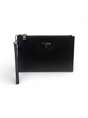 Prada 1107 Siyah Deri Clutch Erkek Çanta