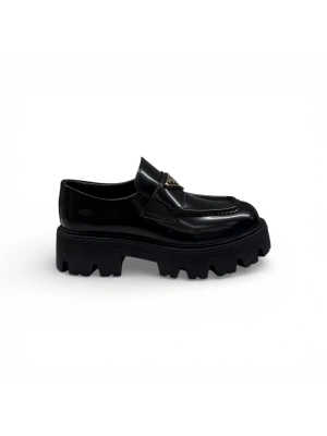 Prada 1158 Siyah Loafer Gold K.T Kadın Ayakkabı