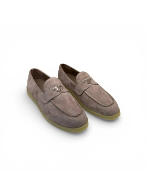 Prada 1171 Krem Loafer Süet Erkek Ayakkabı