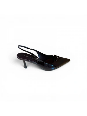 Prada 1288 Bordo Slingback Beyaz Yazılı Topuklu Kadın Ayakkabı