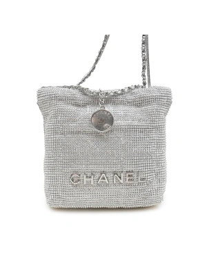 Chanel 22 Taşlı 15*17*4 Mini Gümüş Kadın Çanta