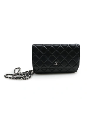Chanel 24 Clutch  Mini Siyah Gümüş Kadın Çanta