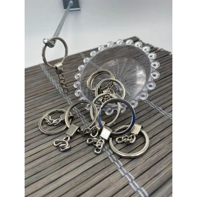 3 cm Dökümlü Zincirli Anahtarlık Halkası – Gümüş / Nikel