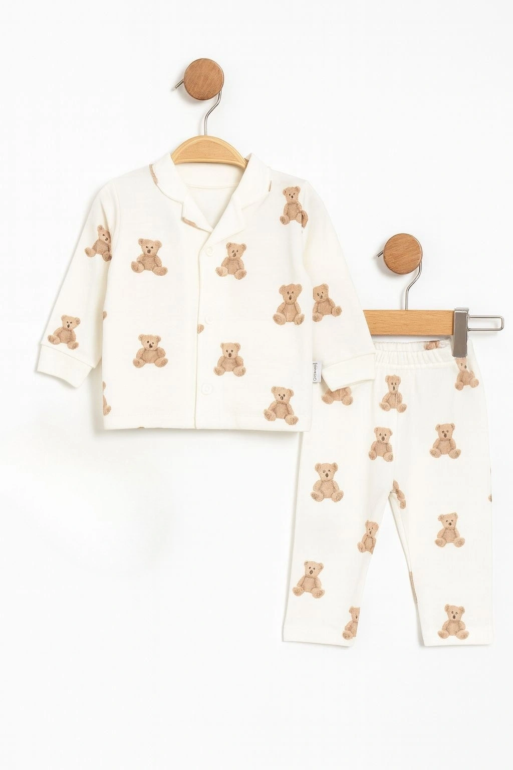Ayı Baskılı 2li Bebek Pijama Takımı
