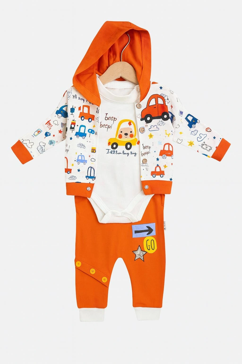 Beep Beep Baskılı 3lü Bebek Takımı