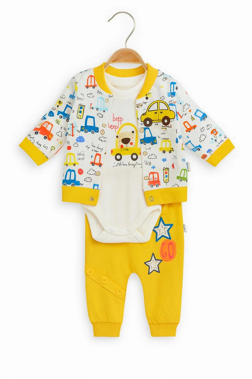 Beep Beep Baskılı 3lü Bebek Takımı