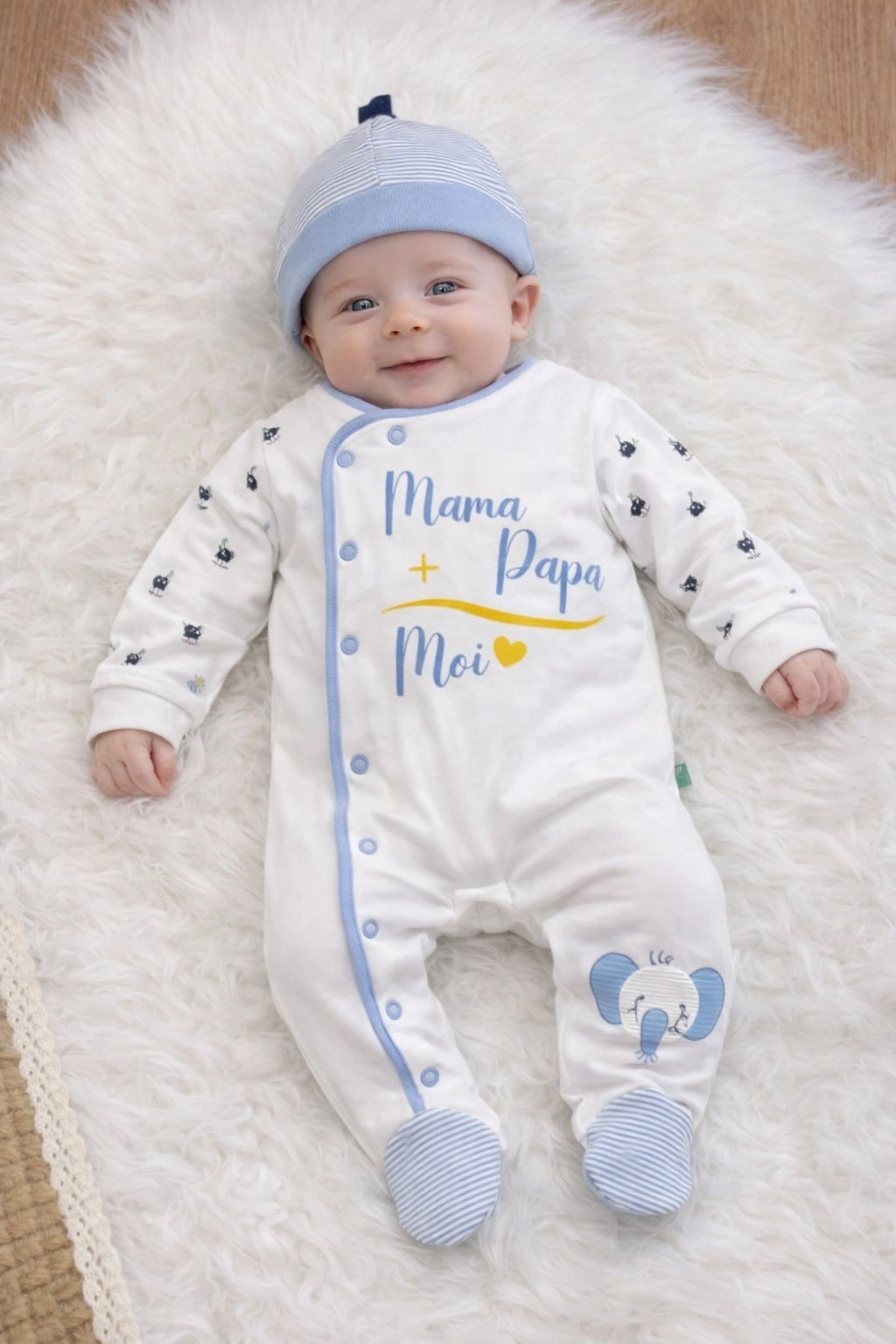 Begisa I Mom Dad Baskılı Erkek Bebek Tulum