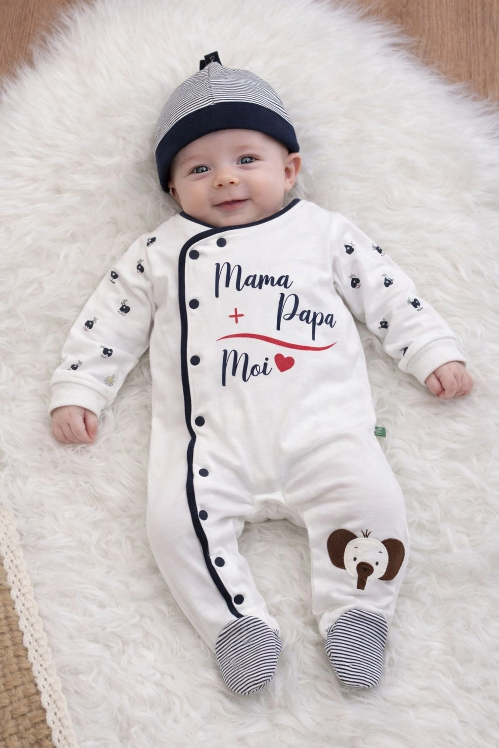 Begisa I Mom Dad Baskılı Erkek Bebek Tulum