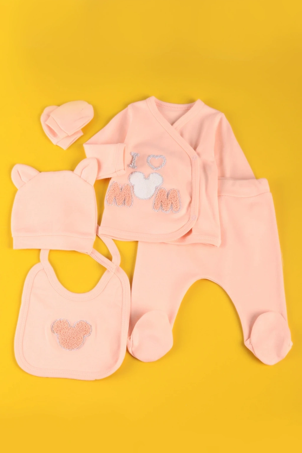 Beyaz Bebek Nakışlı Kız Bebe Takım