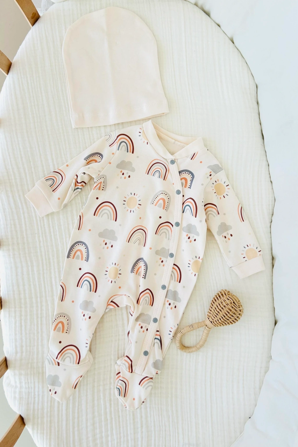 Bubbles Baskılı Patikli Bebek Tulum