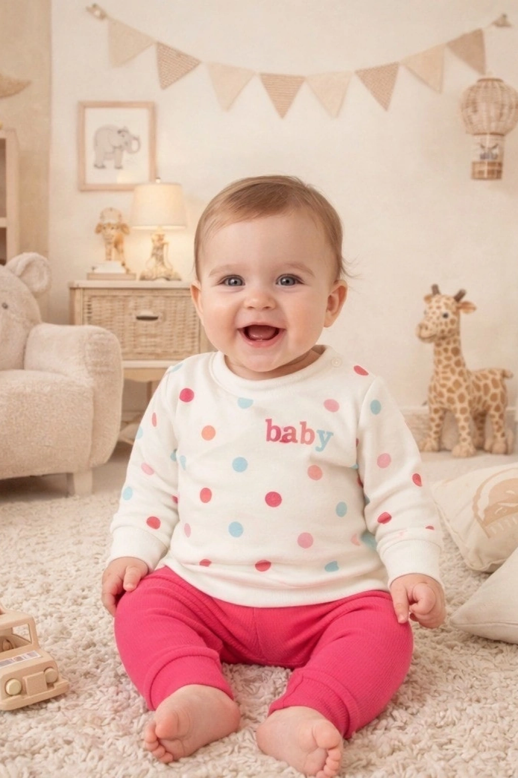 Cgs Puantiyeli Kız Bebek Alt Üst Takım