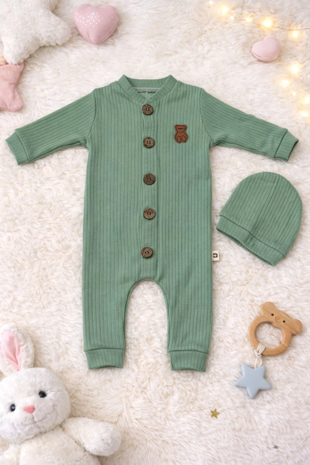 Chouckcha Fitilli Şapkalı Bebek Tulum