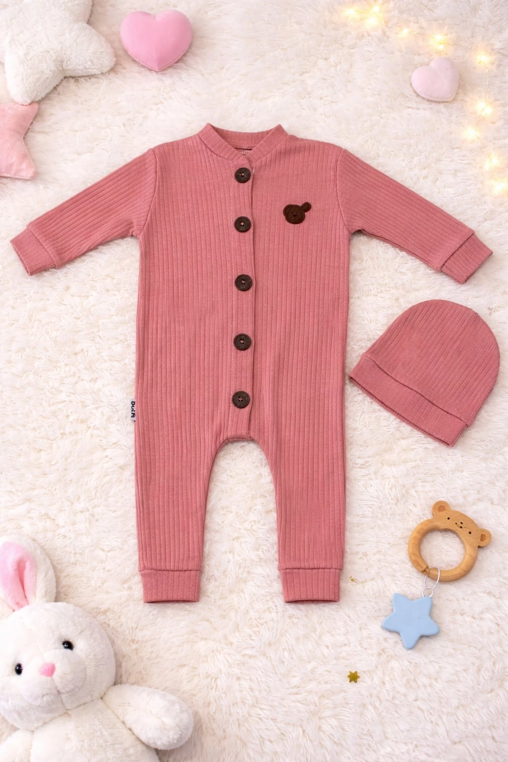 Chouckcha Fitilli Şapkalı Bebek Tulum