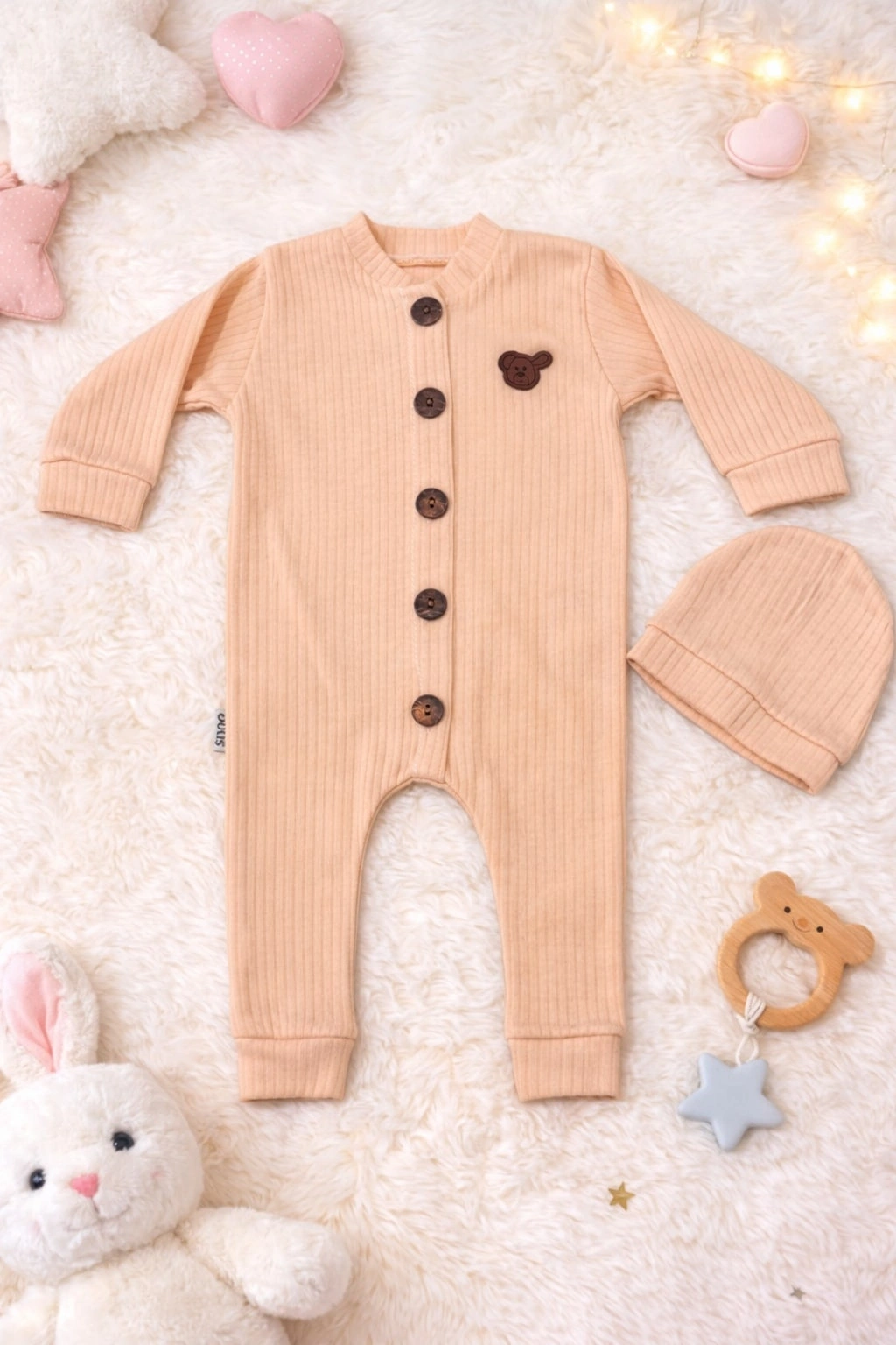 Chouckcha Fitilli Şapkalı Bebek Tulum