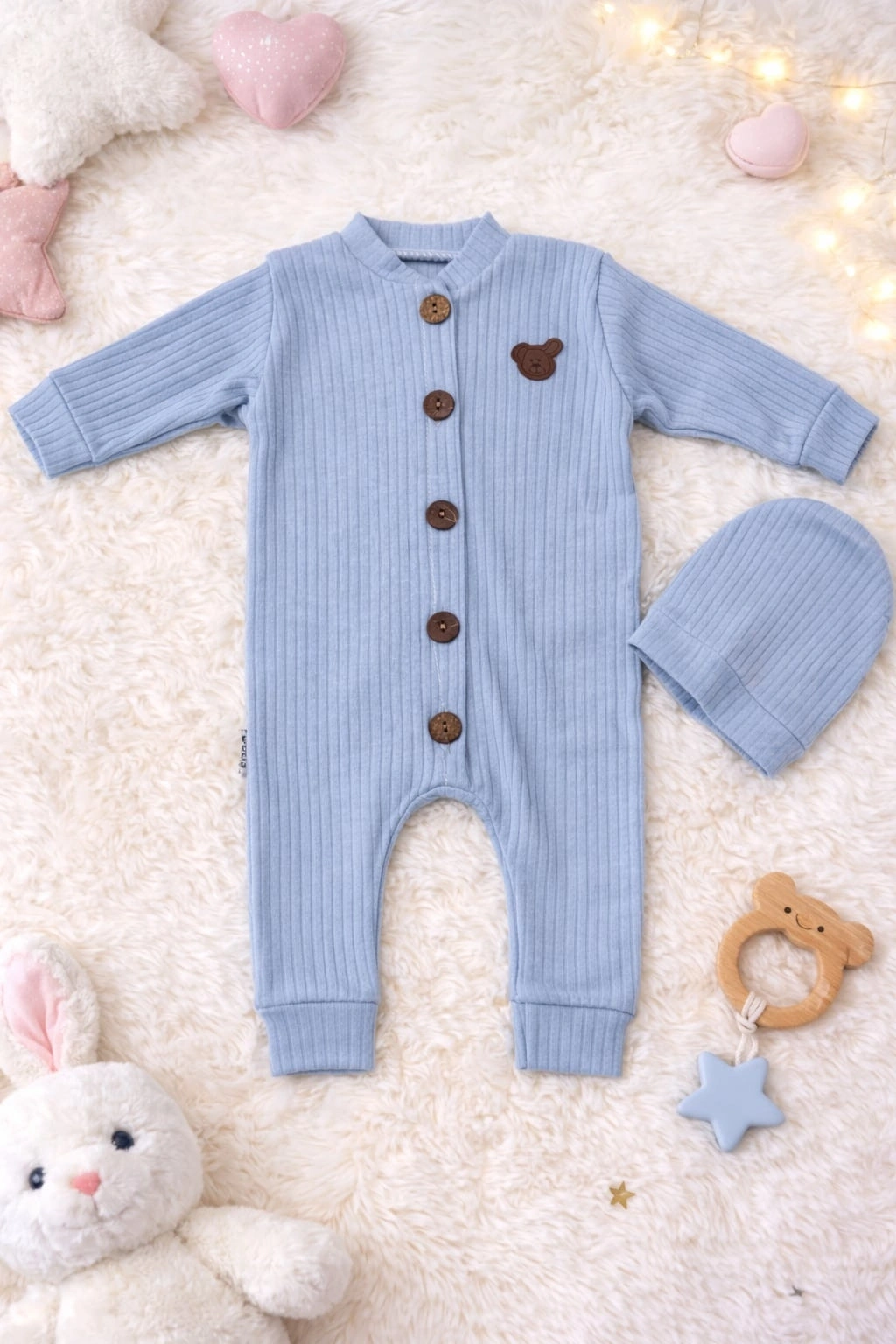 Chouckcha Fitilli Şapkalı Bebek Tulum