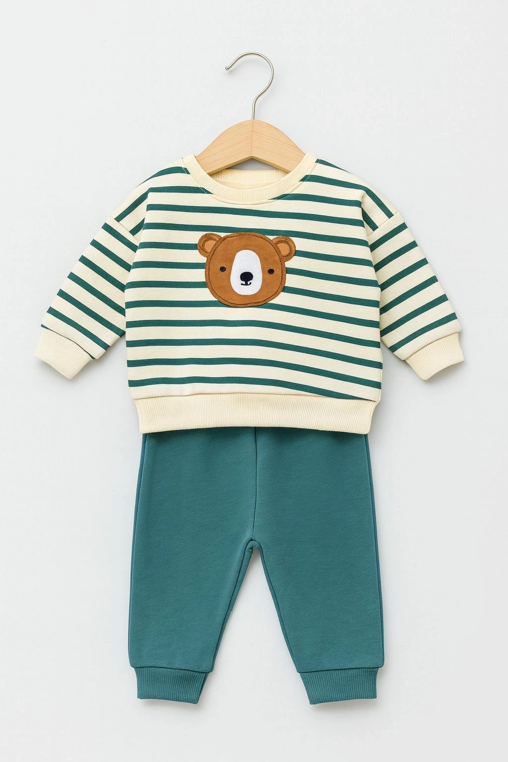 Çizgili Ayı Baskılı Bebek Takımı