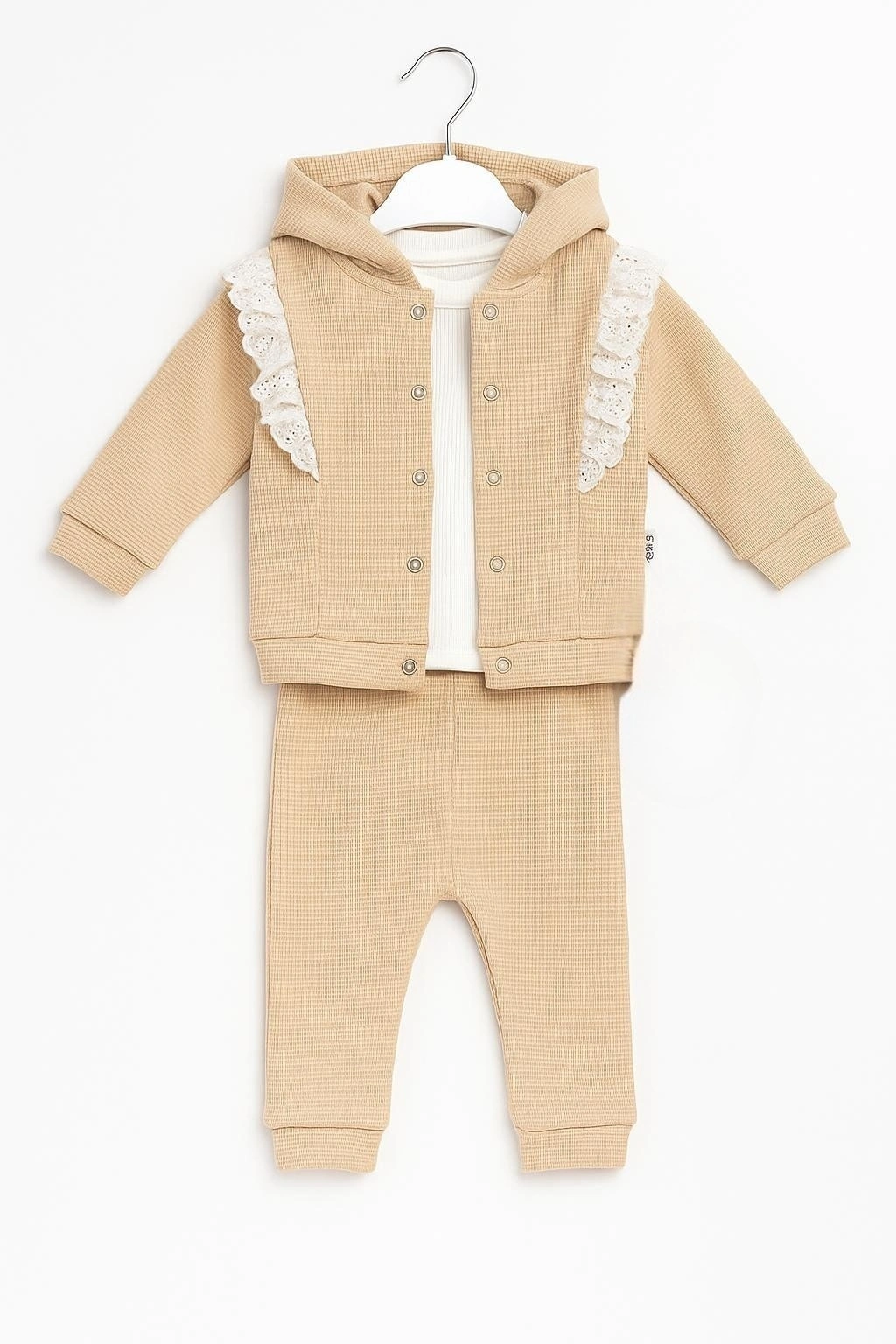 Dantel Detaylı 3lü Bebek Takımı