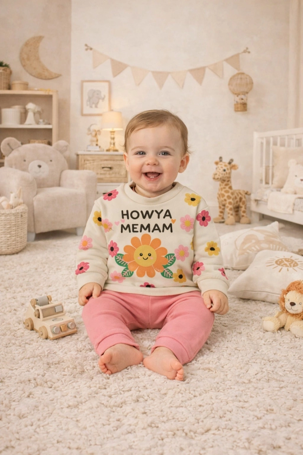 Gonca Bebe Çiçek Baskılı Penye Kız Bebek Takımı