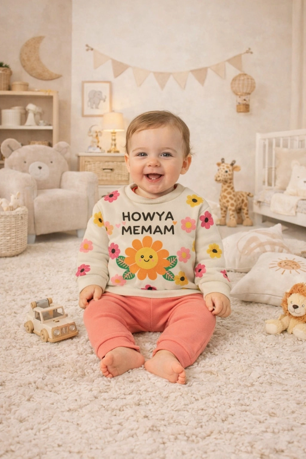Gonca Bebe Çiçek Baskılı Penye Kız Bebek Takımı