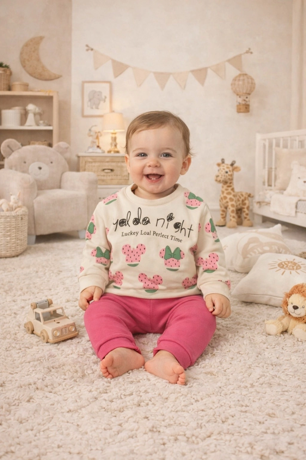 Gonca Bebe Mini Penye Kız Bebek Takımı