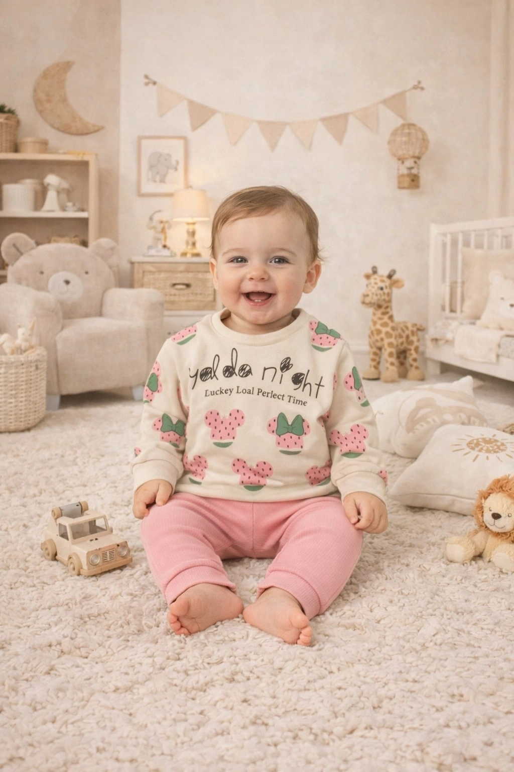 Gonca Bebe Mini Penye Kız Bebek Takımı