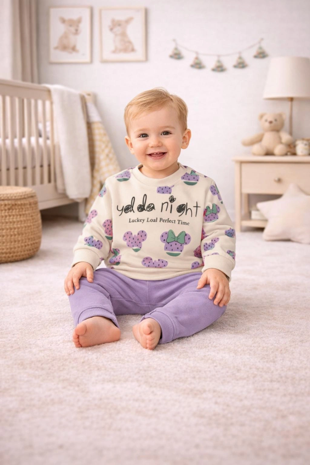 Gonca Bebe Mini Penye Kız Bebek Takımı