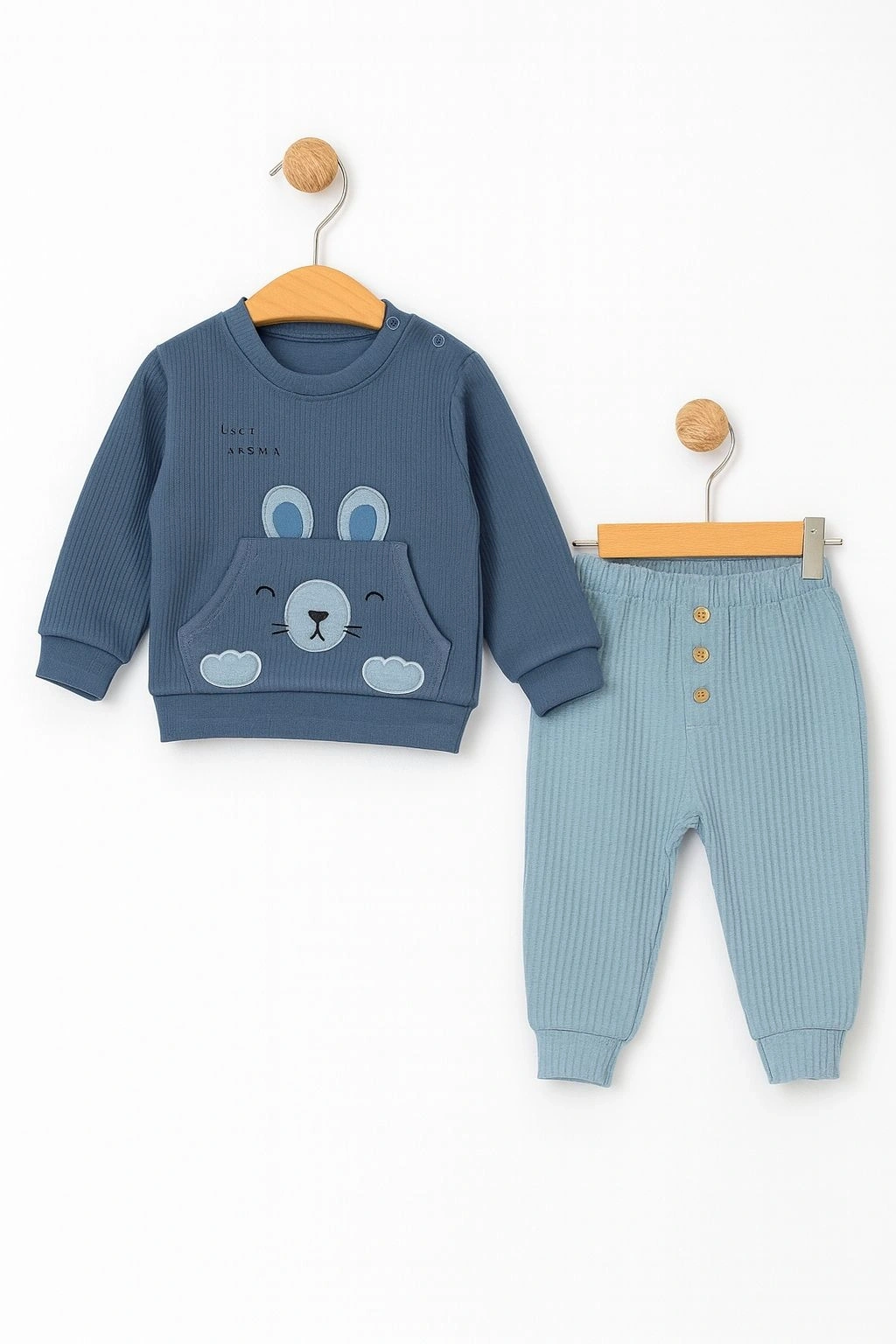 Nakışlı Cepli Bebek Takımı