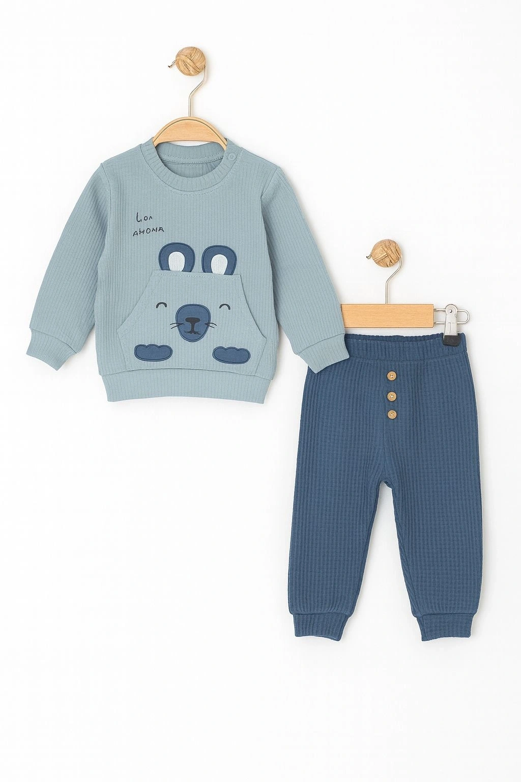 Nakışlı Cepli Bebek Takımı