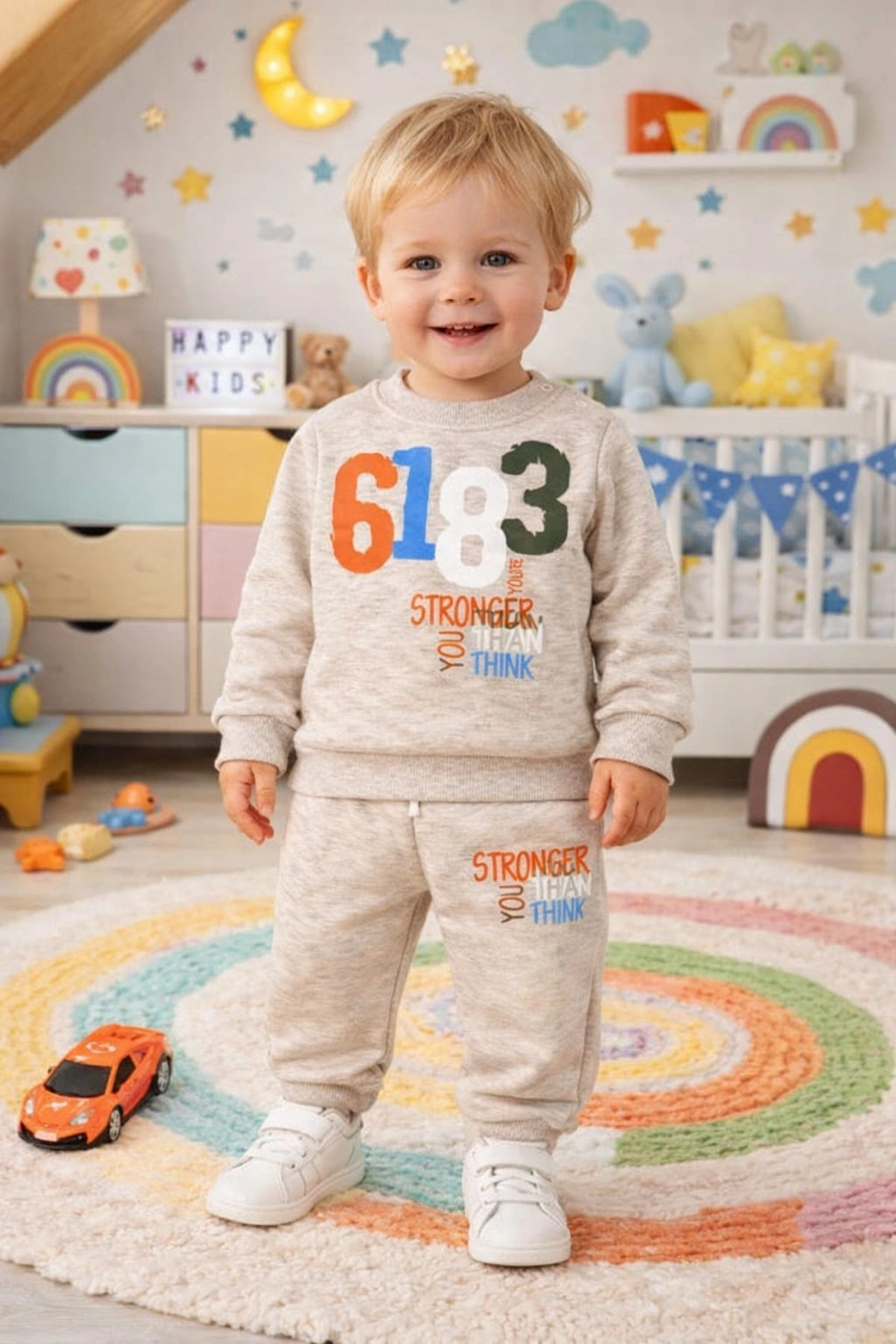 Nazar 6183 Baskılı 3 İp Erkek Bebek Takımı