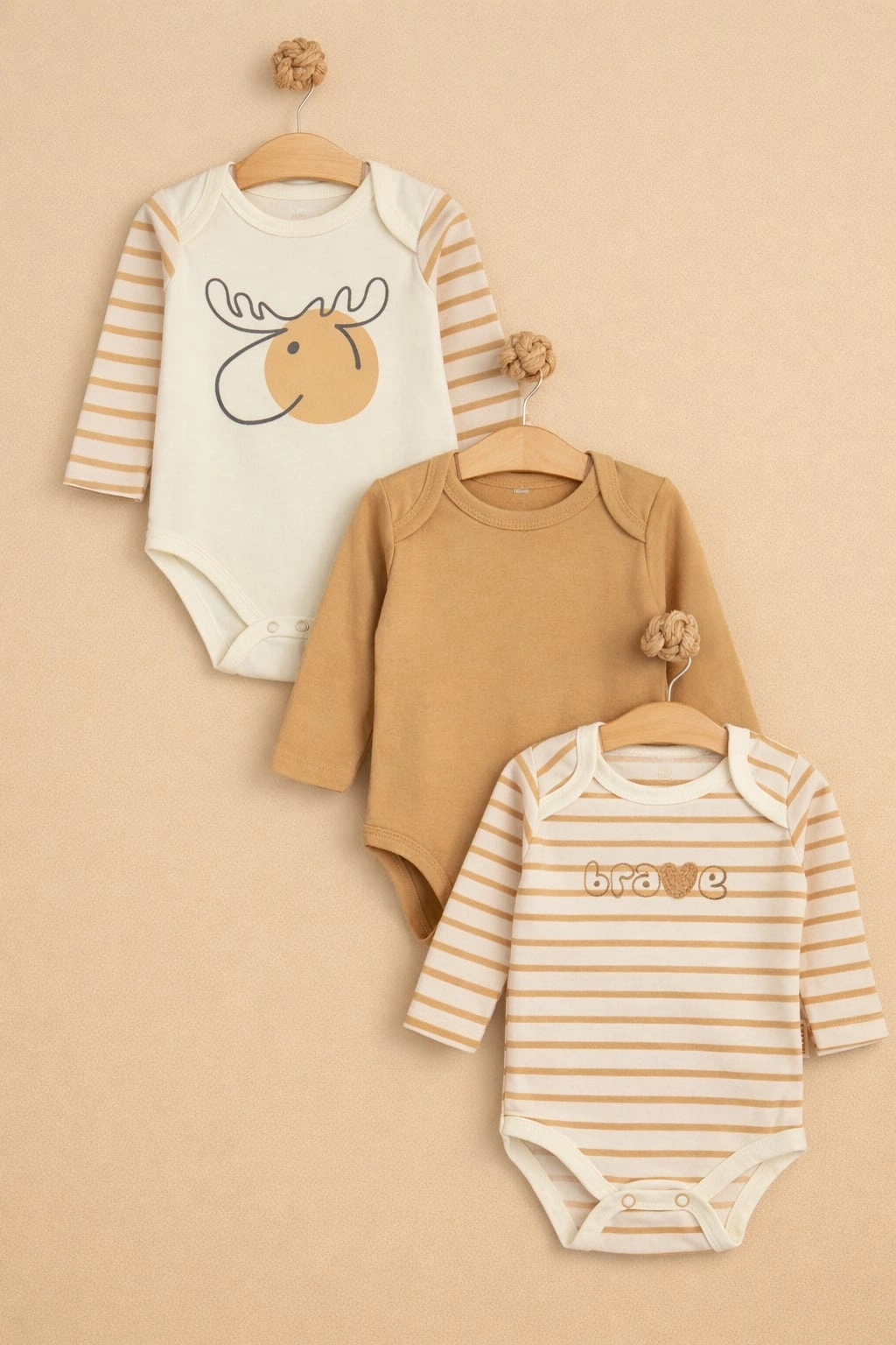 Necixs Çizgili Geyik Desenli Bebek Body