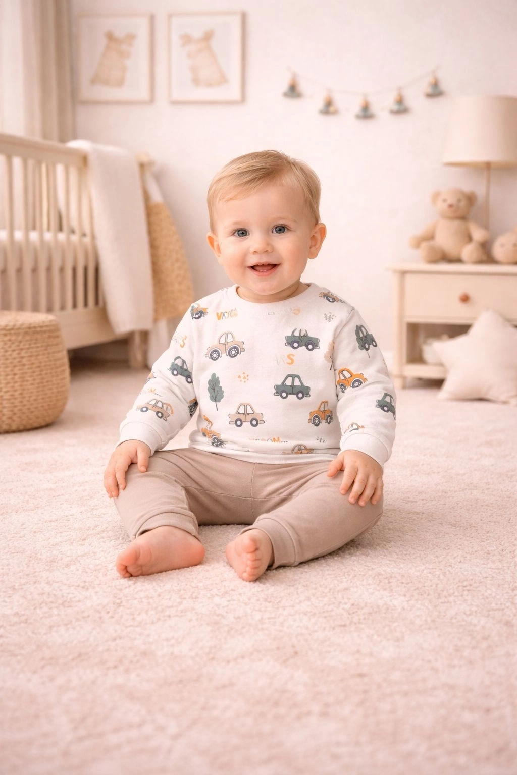 Nikuby Araba Baskılı Erkek Bebek Takımı