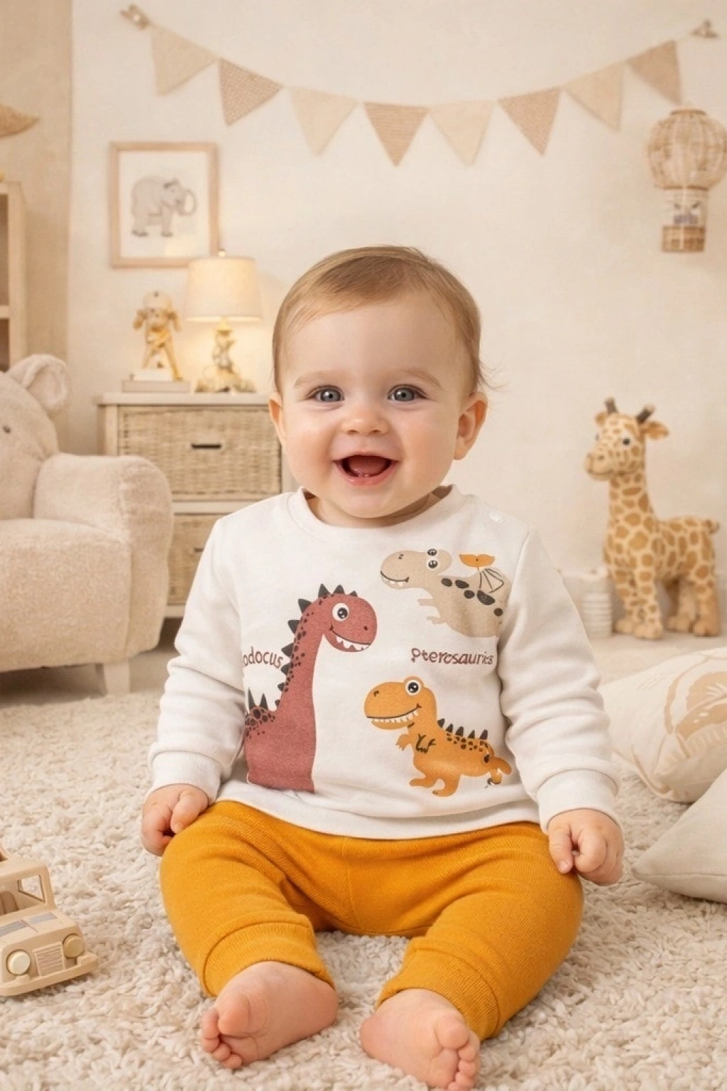 Nikuby Dinazor Baskılı Erkek Bebek Takımı