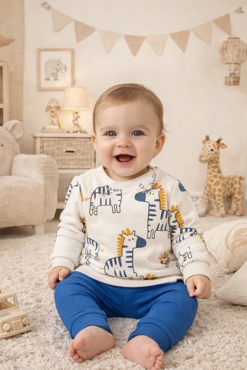 Nikuby Zebra Baskılı Erkek Bebek Takımı